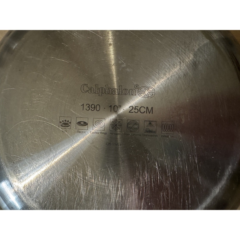 Calphalon 1390 10" Stainless Steel Frying Pan Skillet w Glass Lid Induction - Picture 10 of 12